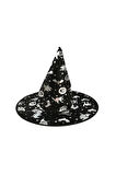 Halloween Cadı Şapkası Gümüş Desenli
