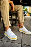 MN979 - Santoni GBT Spor Erkek Ayakkabı BEYAZ/SARI