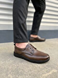 JY0510 Clasica Bağcıklı Cilt Erkek Günlük Klasik Ayakkabı CST - Kahverengi