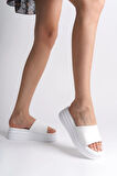 ALICE Düz Topuklu Kalın ve Ortopedik Taban Kadın Terlik CBT - Beyaz