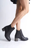 LARISSA Fermuarlı Ortopedik Taban Topuklu Kadın Bot  CST - Siyah
