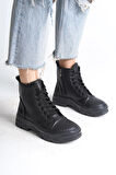 BLOOM Bağcıklı Fermuarlı Ortopedik Taban Kadın Bot CST - Siyah