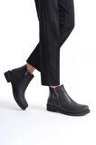 MARGARET Fermuarlı Ortopedik Taban Topuklu Kadın Bot - CST - Siyah