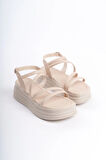 NATALIE İnce Tokalı Şerit Detaylı Ortopedik Taban Kadın Sandalet  CKT - Krem