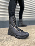 JY999 Strike Bağcıklı Ortopedik Taban Günlük Cilt Erkek Askeri Postal Bot CST Siyah
