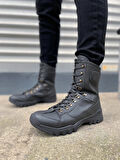 JY999 Strike Bağcıklı Ortopedik Taban Günlük Cilt Erkek Askeri Postal Bot CST Siyah