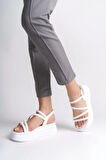 NATALIE İnce Tokalı Şerit Detaylı Ortopedik Taban Kadın Sandalet CBT - Beyaz
