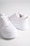 ALESSI Bağcıklı Ortopedik Taban Kadın Sneaker Spor Ayakkabı CBT - Beyaz
