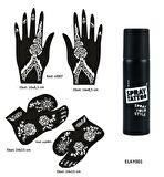 Çiçek Model El Ayak Geçici Dövme Seti Spray Tattoo Dark Siyah Renk