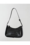 Cirilo Kroko Deri Siyah Omuz ve El Çantası