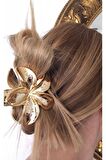 akrilik parlak büyük 2 lı lotus madal toka set 8CM (renk seçiniz) gri gold