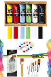 Nova Color Akrilik Boya 6*75 ml Rich Keep Smile 6lı KARMA Fırça Zemin Fırça Godeli Palet Set