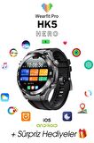 WEARFİT HK5 HERO Akıllı Kol Saati  Yuvarlak Model 1.43inç 37mm AMOLED Ekran (SİYAH)