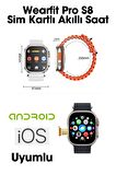 WEARFİT S8 ULTRA 4G SİM KARTLI BTK KAYITLI DİSTRİBİTÖR GARANTİLİ Akıllı Kol Saati AMOLED GRİ