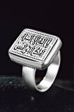 Erkek Gümüş Yüzük - Arapça Yazılı Kare Model 925 Ayar Erkek Yüzük