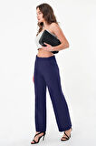 Kadın Lacivert Lastikli Palazzo  Pantolon