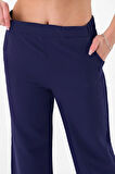 Kadın Lacivert Lastikli Palazzo  Pantolon