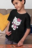 Hello Kitty Baskılı Unisex Çizgi Film Çocuk Tişört (1-12 YAŞ)