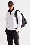 Loose Fit Bato Yaka Baskılı Sweatshirt