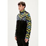 Afro Plush Full-Zip Siyah Erkek Peluş Sweatshirt