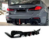 AUTOGP  Bmw g30 arka tampon difüzörü ledli ve egzoz ucu seti 2017+ pianoblack