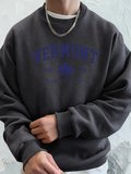 Vermont New England Est 1791 Baskılı Kapüşonlular Erkek Yumuşak Polar Eşofman Rahat Sonbahar