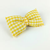 Woodycord  İçi Dolgulu Büyük Boy Sarı Beyaz Pötikare Fiyonk Otomatik Toka - Bow toka