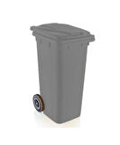 Omnipazar SY-6505 Tekerlekli Kapaklı Plastik Çöp Konteyneri 120 lt Gri