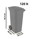 Omnipazar SY-6505 Tekerlekli Kapaklı Plastik Çöp Konteyneri 120 lt Gri