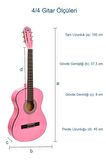 Midex CG-270PK Pembe Renk Klasik Gitar 4/4 Yetişkin Boy Sap Ayarlı Full Set