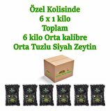 Gemlik Tipi Doğal Siyah Zeytin 6X1000 Gr