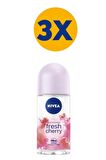 Nivea Kadın Roll On Deodorant Fresh Cherry 48 Saat Koruma 50mlx3