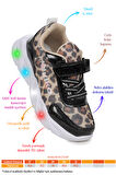 Kiko Kids Teno Cırtlı Işıklı Leopar Kız Çocuk Spor Ayakkabı