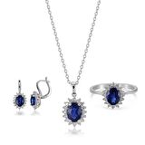 0.24ct Pırlantalı Oval Safir Taşlı Kolye