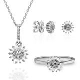 0.37ct Pırlanta Papatya Baget Küpe-14k