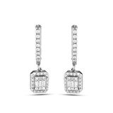 0.52ct Baget Taşlı Pırlanta Sallantılı Küpe