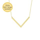14k Altın V model Geometrik Kolye