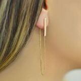 14k Sade Altın Sallantılı Küpe
