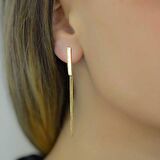 14k Sade Altın Sallantılı Küpe
