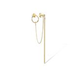 14k Sade Altın İkili Kombin Sallantılı Küpe