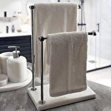 Mermer Ayaklı Gümüş / Metal Banyo El Havluluk Kağıt Havluluk Standı