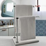 Mermer Ayaklı Gümüş / Metal Banyo El Havluluk Kağıt Havluluk Standı