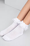 Kız Çocuk Çorap Soket 2 Çift Beyaz