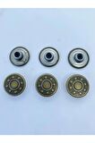 17mm Antik Sarı Bronz Sabit Kot Düğmesi 10 Adet