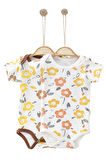 Çiçek Baskılı Kız Bebek %100 Pamuklu Yenidoğan/3yaş Arası Çıtçıtlı Kısa Kollu Bebek Body Zıbın