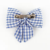 Woodycord  İçi Dolgulu Büyük Boy Mavi Beyaz Pötikare Fiyonk Otomatik Toka - Bow toka