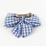 Woodycord  İçi Dolgulu Büyük Boy Mavi Beyaz Pötikare Fiyonk Otomatik Toka - Bow toka