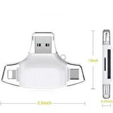 Daytona HC06 Lightning USB Type-C Micro To Sd Tf Kart Okuyucu Çevirici Hub Adapter