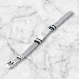 Tamamı Çelik Silver Kemer Kordonlu Şık Çelik Bileklik 23 cm