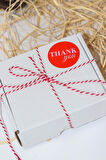 Thank You El yazısı ile yazılmış Kırmızı 50 mm Yuvarlak Yapışkanlı Sticker Etiket 100 Adet